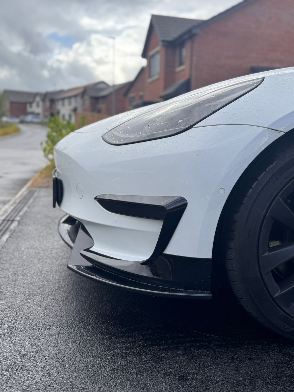 2Pcs Front Bumper Side Canards Gloss Black  For Tesla Model 3 2017-2023