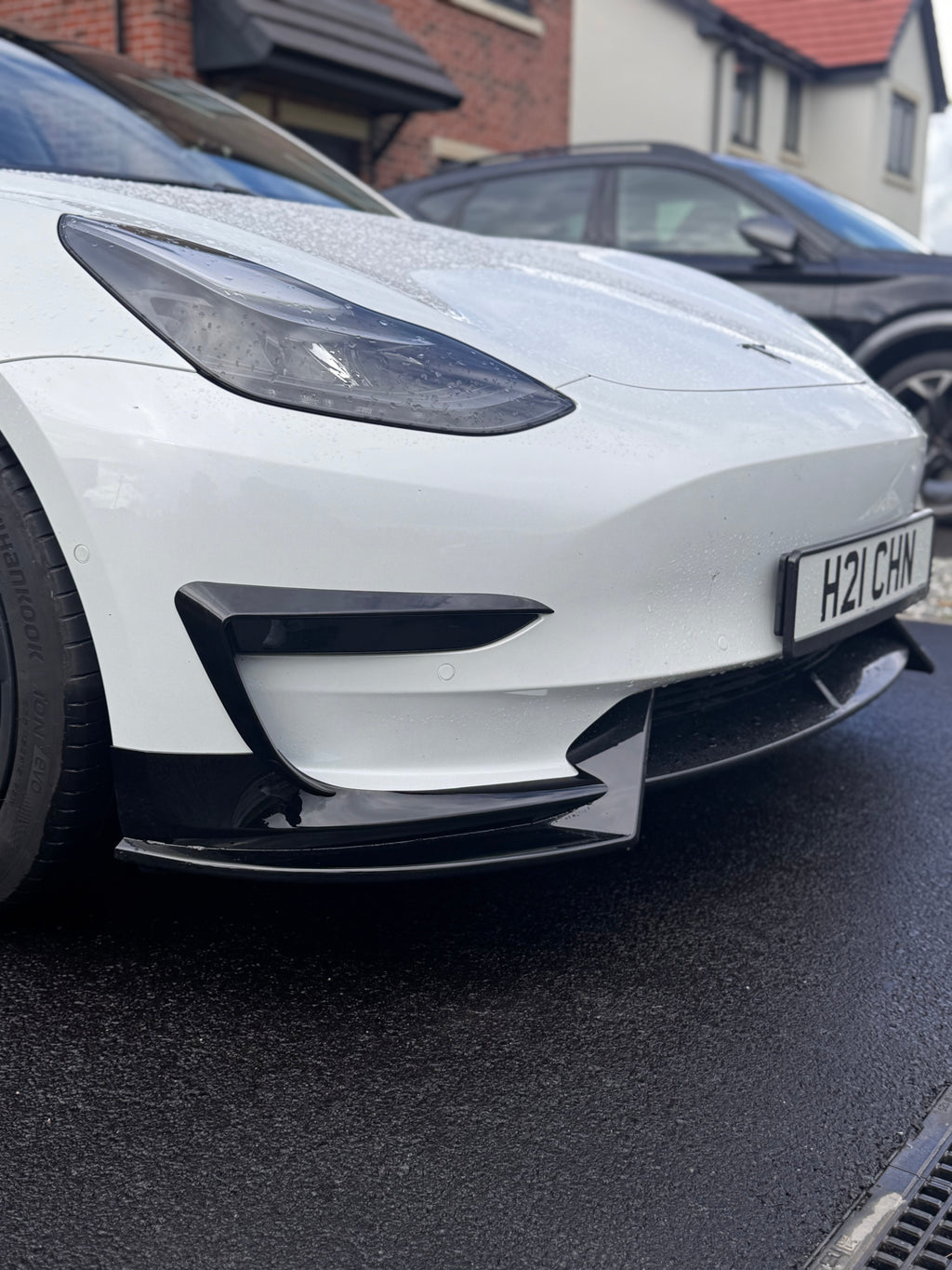 2Pcs Front Bumper Side Canards Gloss Black  For Tesla Model 3 2017-2023