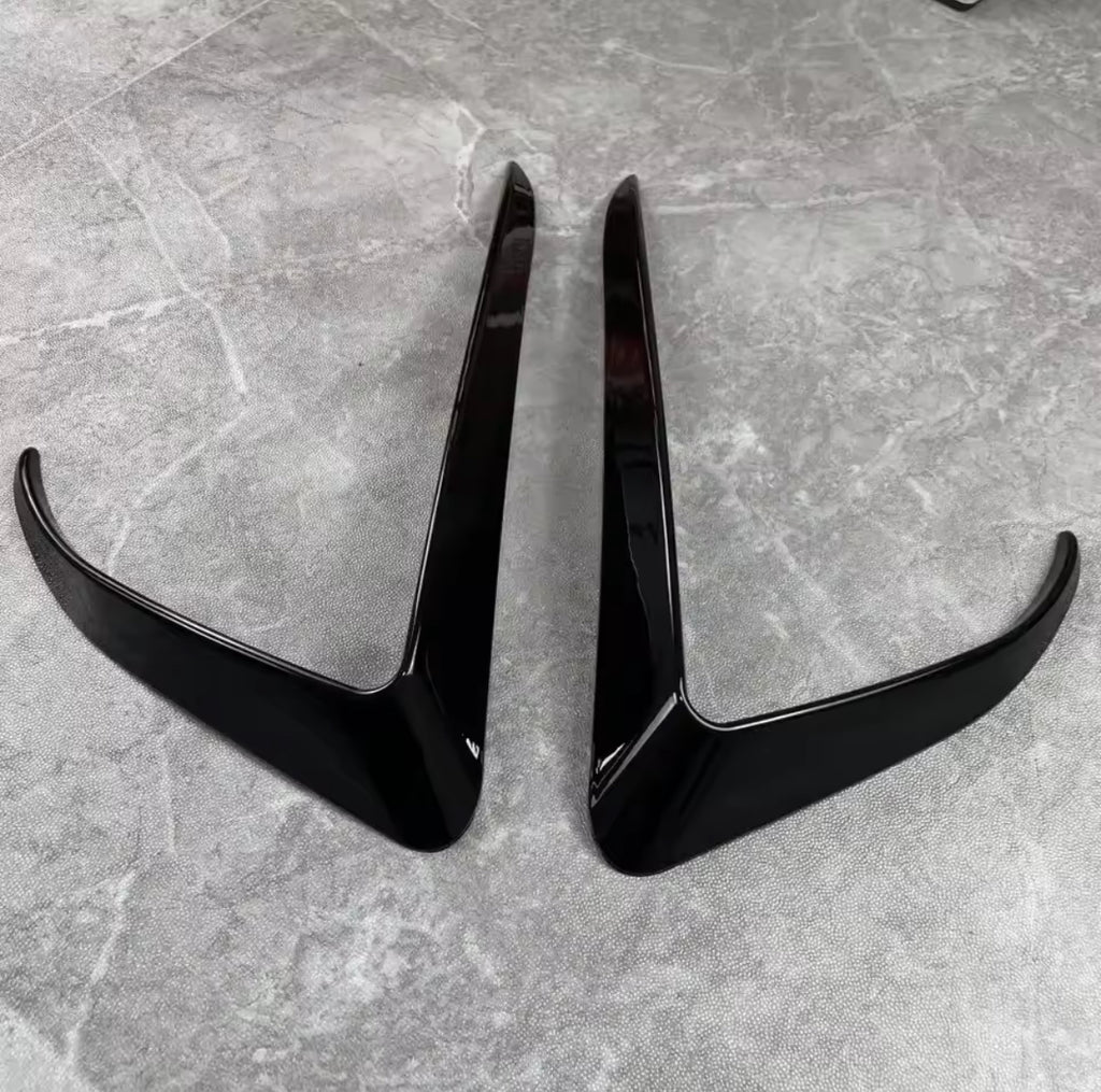 2Pcs Front Bumper Side Canards Gloss Black  For Tesla Model 3 2017-2023