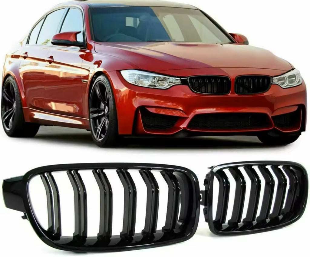 BMW 3 Series Kidney Grille Premium GLOSS BLACK Dual LINE F30 F31 2012-2018