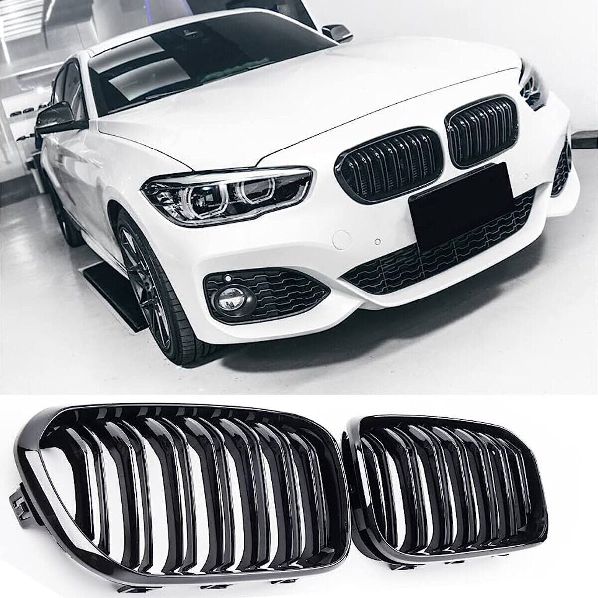 BMW 1 Series Kidney Grille Gloss Black F20 F21 1 Series 15-19 Facelift