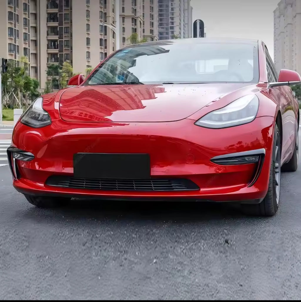 2Pcs Front Bumper Side Canards Gloss Black  For Tesla Model 3 2017-2023