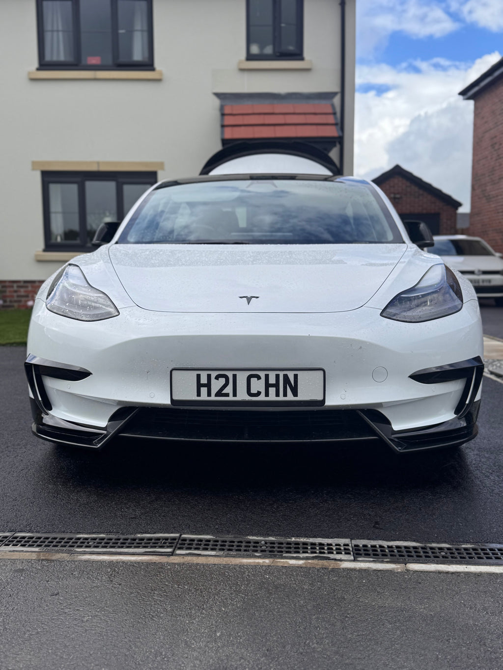 2Pcs Front Bumper Side Canards Gloss Black  For Tesla Model 3 2017-2023