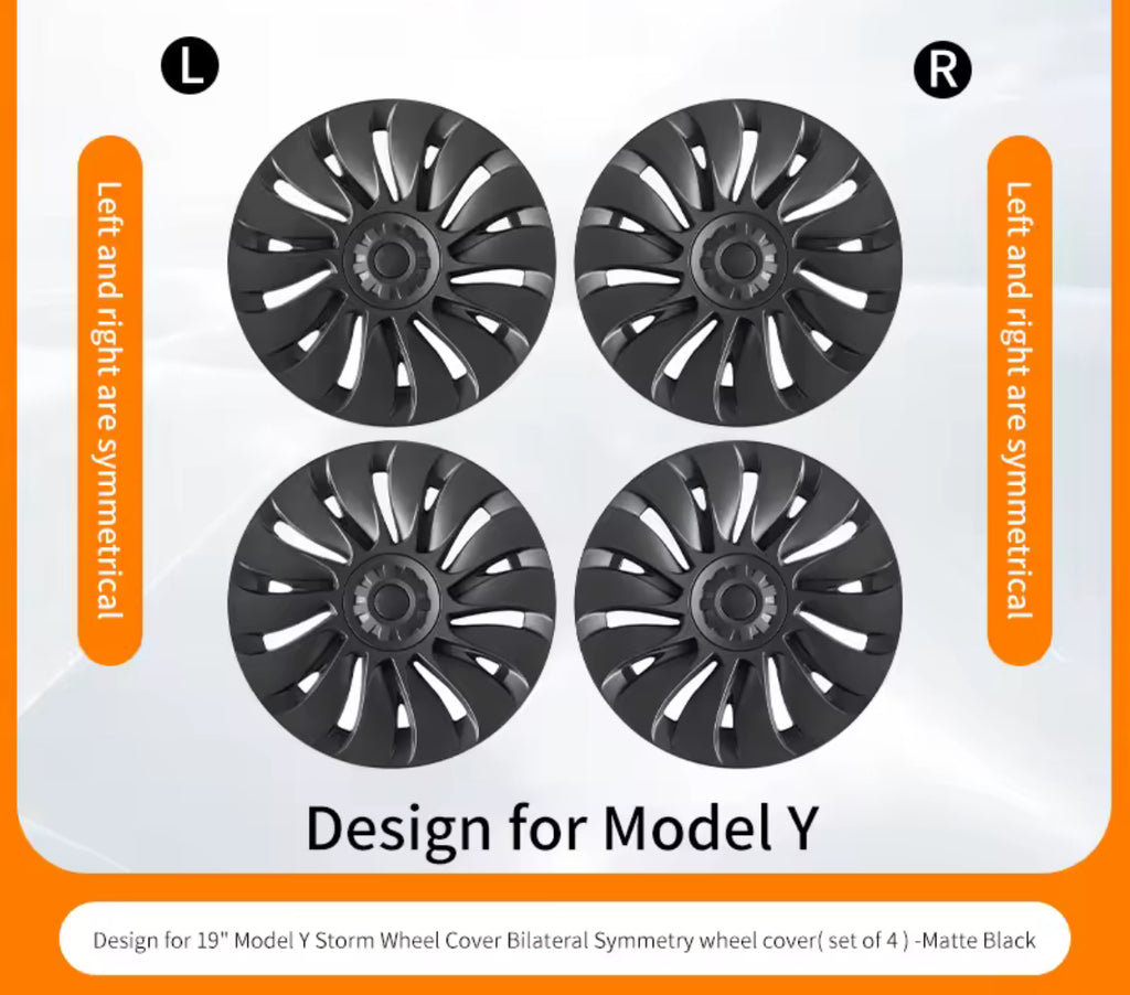 UK New Arrival !!! Tesla Model Y 4 x 19" Wheel Covers Turbine Hub Cap 2020-2024