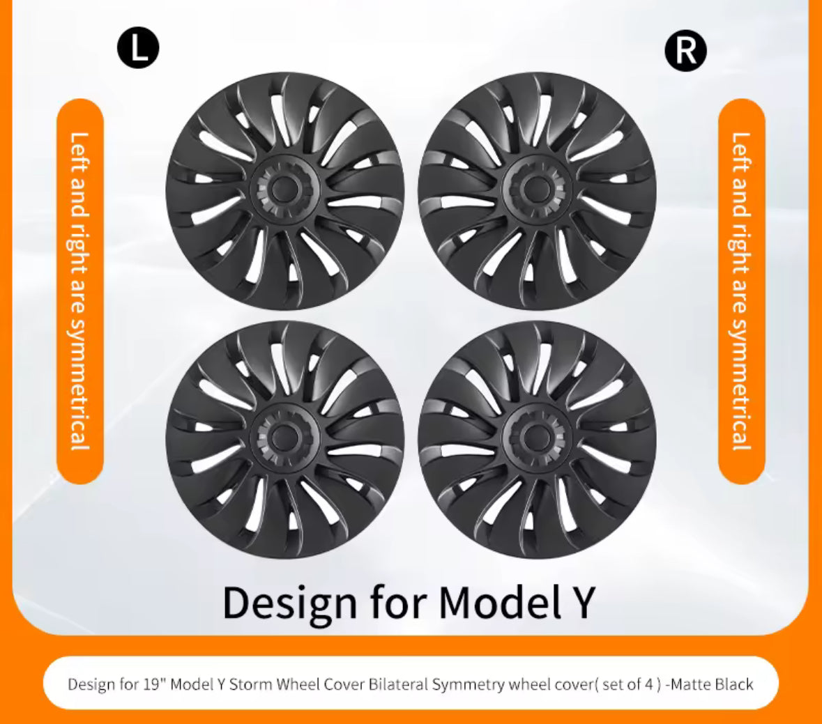 UK New Arrival !!! Tesla Model Y 4 x 19" Wheel Covers Turbine Hub Cap 2020-2024