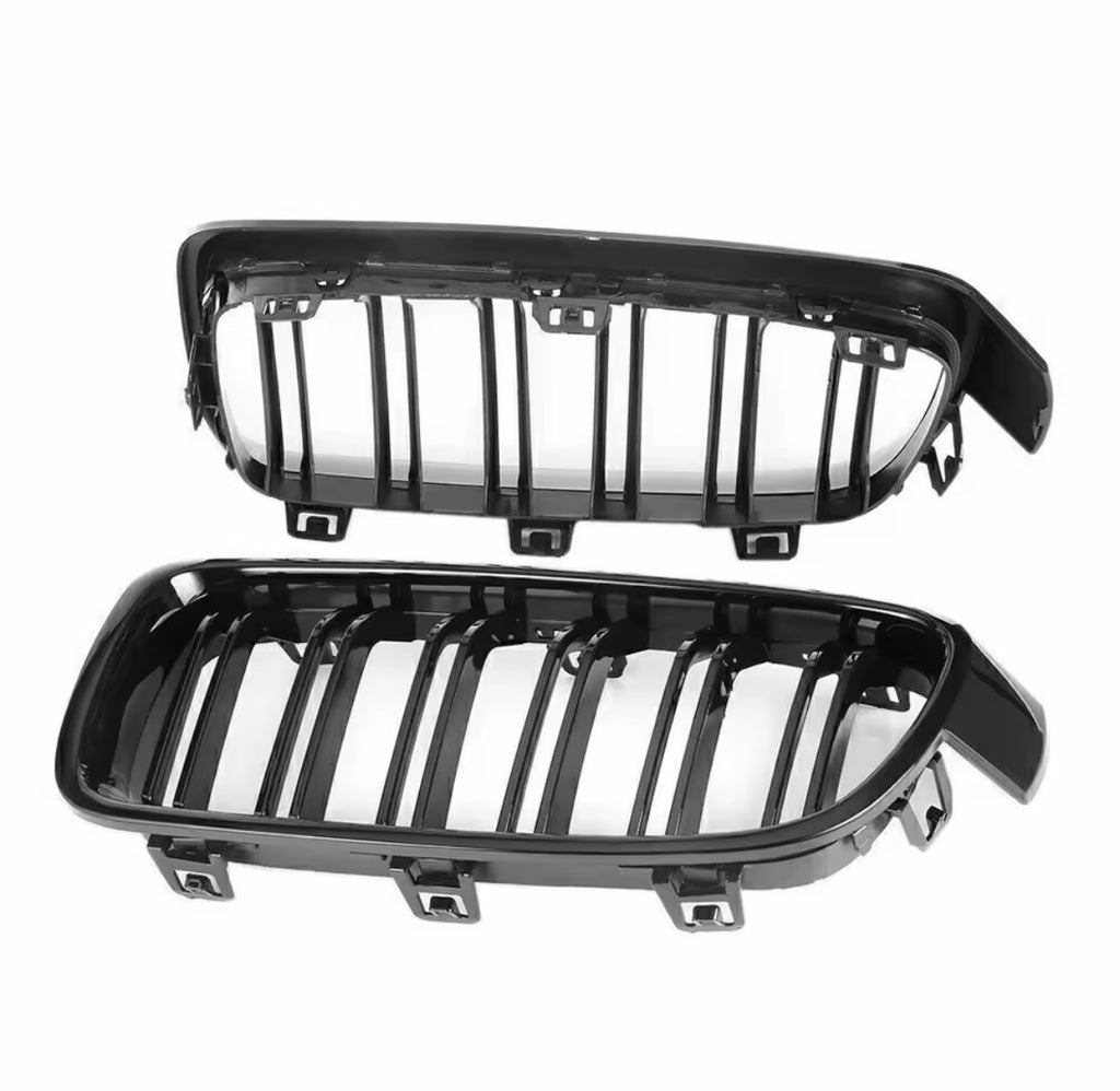 BMW 3 Series Kidney Grille Premium GLOSS BLACK Dual LINE F30 F31 2012-2018