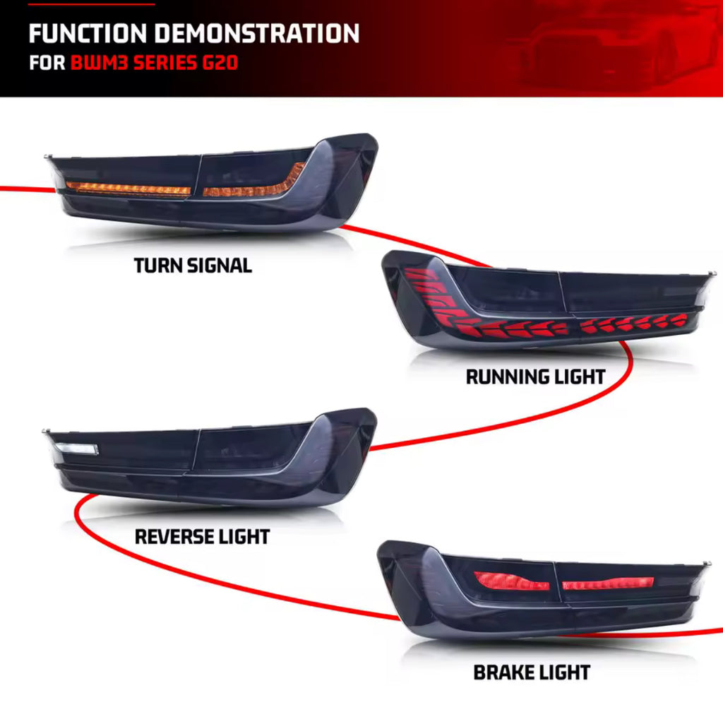 CHT OLED Tinted Rear Lights For BMW 3Series G20 G28 G80 Saloon 2019-2024