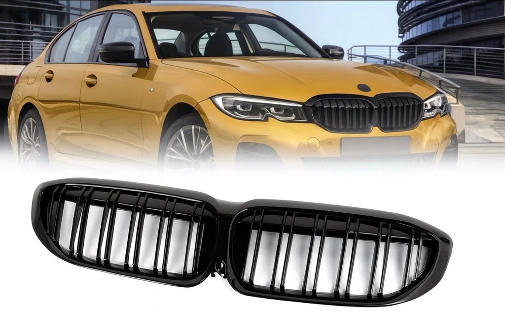 BMW 3 Series G20 G21 Gloss Black Performance Front Kidney Grilles Grills UK