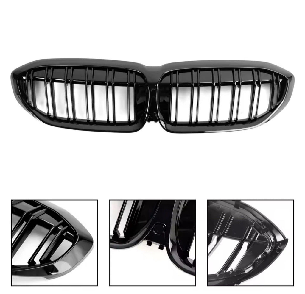 BMW 3 Series G20 G21 Gloss Black Performance Front Kidney Grilles Grills UK