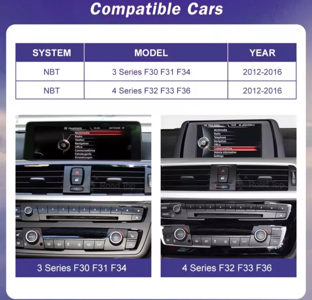 BMW 3 4 Series F30-F36 CarPlay & Android Auto Retrofit NBT Head Unit Upgrade 12.3 Inch  Screen