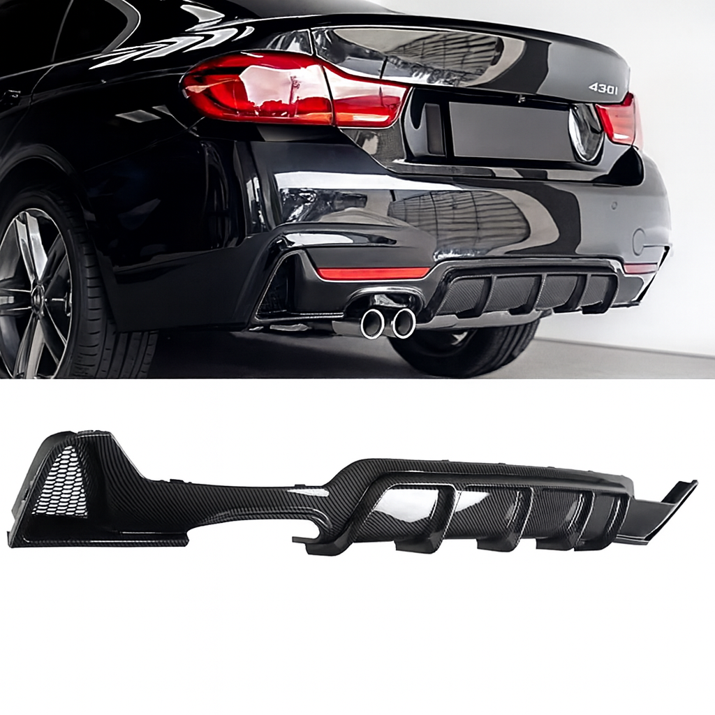 BMW F32 F33 F36 M Sport Rear Diffuser Lip (Carbon Fiber Look) | 2014–2020